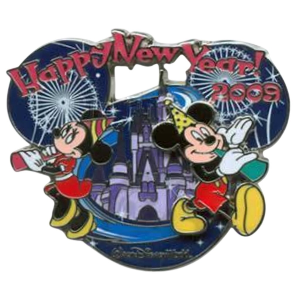 Disney Pin Mickey and Minnie Cinderella Castle LE 67068 WDW Happy New Year 2009